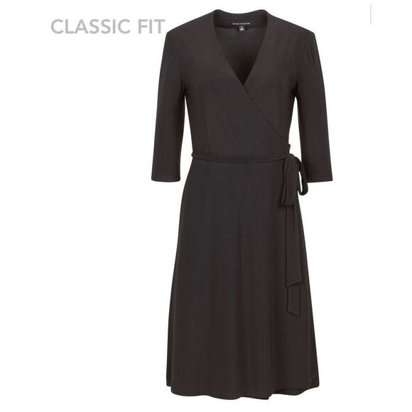 Cintas JERSEY WRAP DRESS Black Size 1X Lined Vneck - Picture 2 of 16